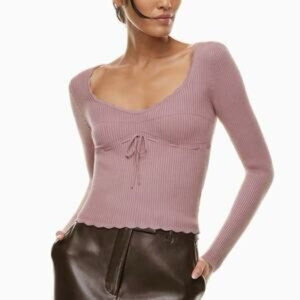 Wilfred Dusty Pink Long Sleeve Ribbed Top A553